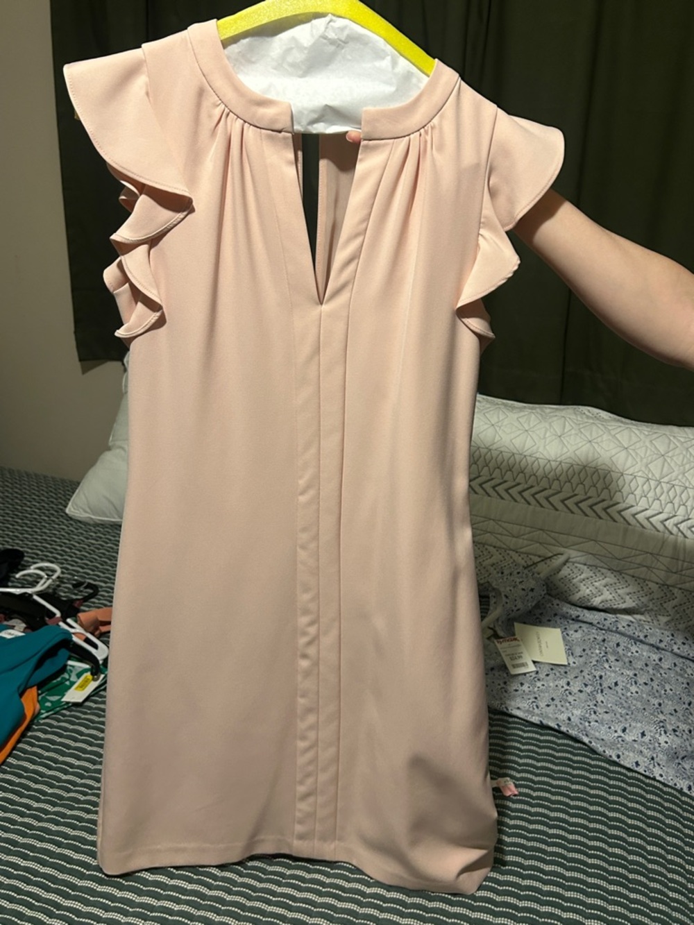 Sleeveless Ruffle Shift Dress - Blush Pink